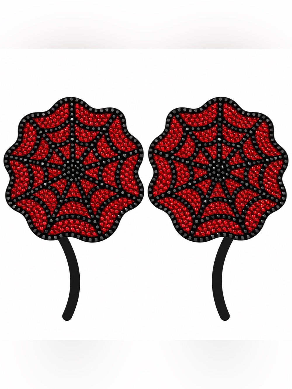 Jet Black & Red Diamond Luxe Crystal Webb Pasties Size Extra Large New